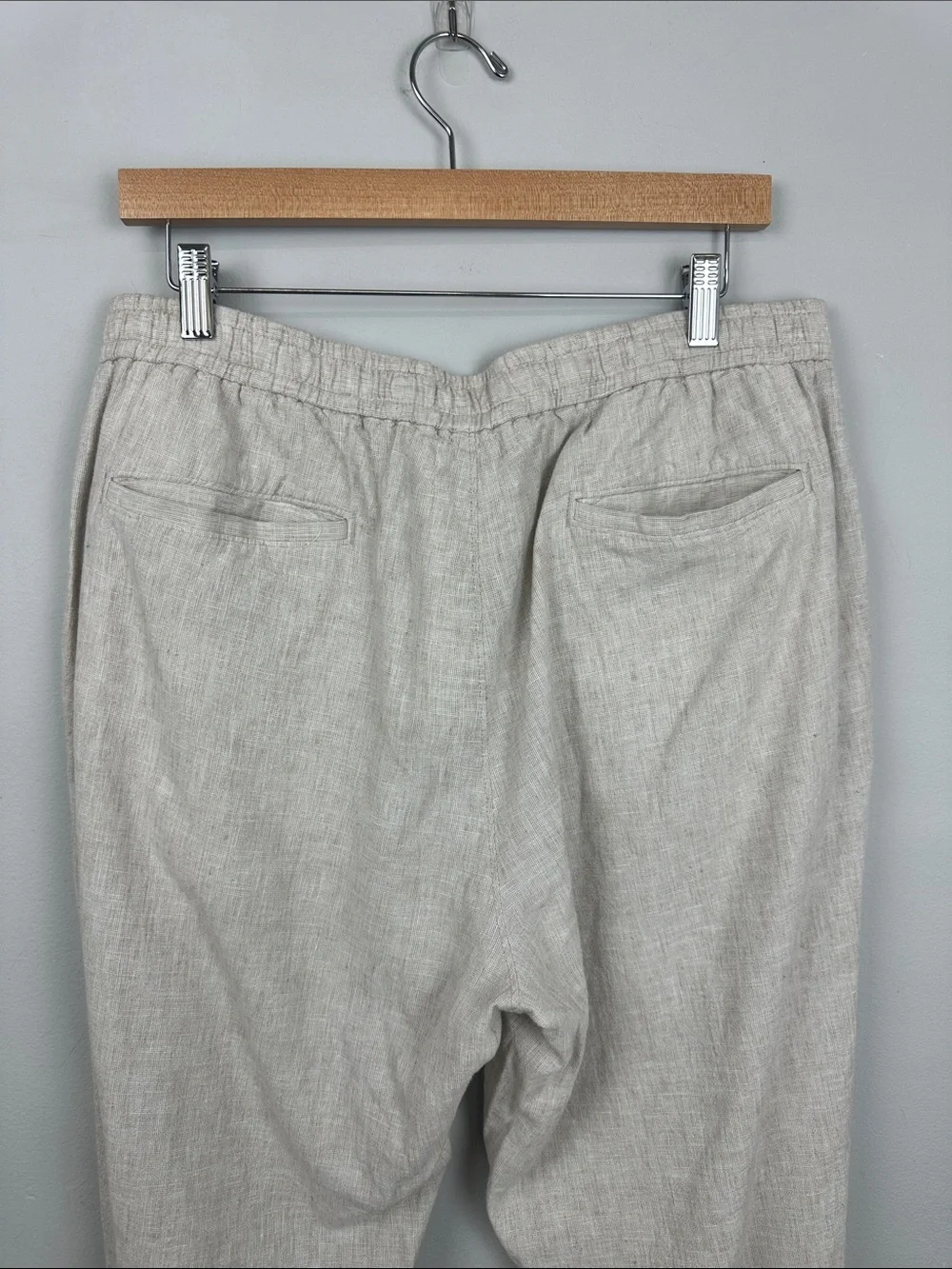 14th & Union Elastic Waist Linen Blend Trim Fit Pants Sz L